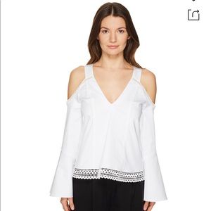 ZAC Zac Posen 252529 Women's Jordy Cold Shoulder Blouse White Tops Size 2